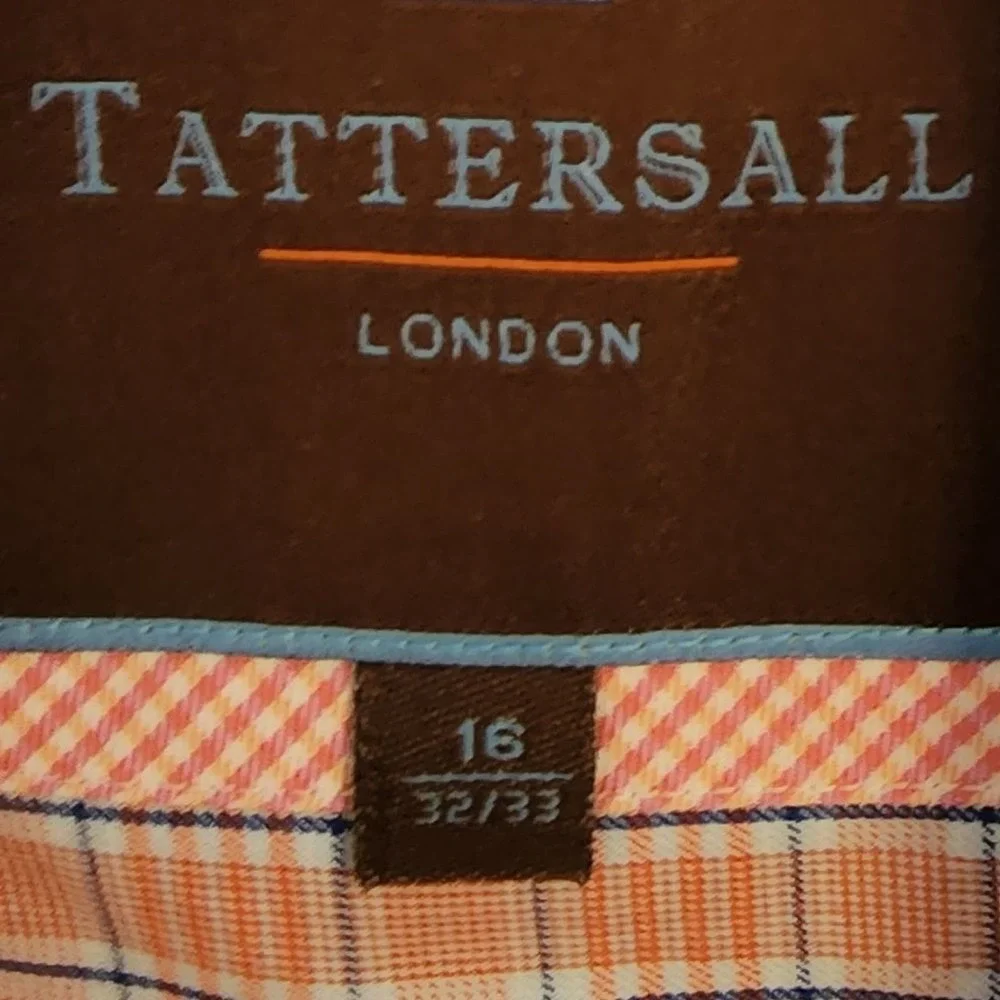Tattersall London Red Plaid button down shirt men's size 16‎ 32/33